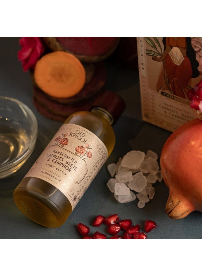 Old School Rituals Carrots, Beets & Camphor Body Elixir | Nourishing & Toning Body Oil for Winter | Quick-Absorb Massage Oil for Glowing Skin | Body Oil for Full Body Relaxation | 100ml - Image 4